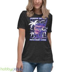 T REX Purple Up For Military Kids Purple Month Military Children shirt - Women's Relaxed Short Sleeve Jersey Tee-1