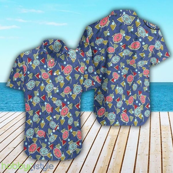 Abstract Geometric Donut Seamless Pattern Limited Edition Printed 3D Hawaiian Shirt - Abstract Geometric Donut Seamless Pattern Limited Edition Hawaiian Shirt