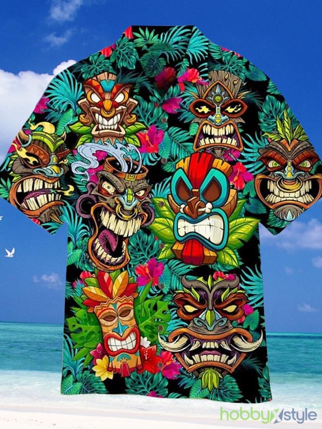Abstract Graphic Prints Cuban Collar Holiday Print Hawaiian Shirt For Men And Women - Abstract Graphic Prints Cuban Collar Holiday Print Hawaiian Shirt For Men And Women