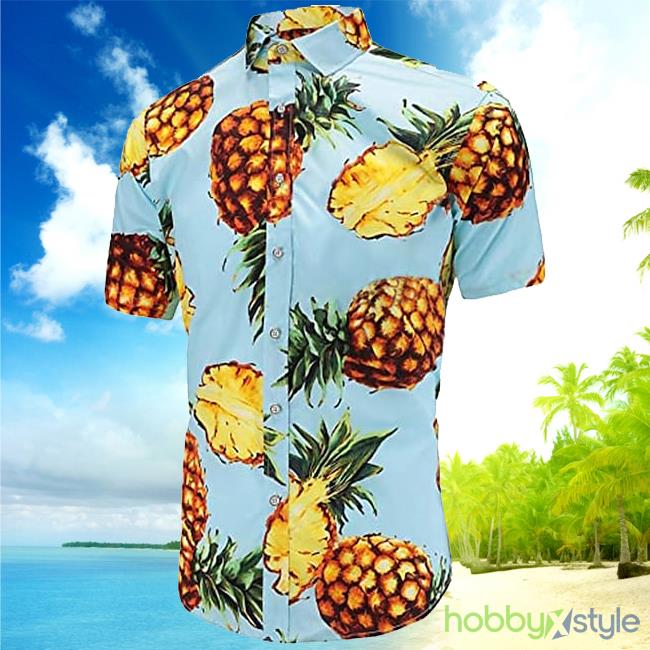 Aloha Shirt Fruit Pineapple Graphic Prints Turndown 3D Print Outdoor Print Hawaiian Shirt - Aloha Shirt Fruit Pineapple Graphic Prints Turndown 3D Print Outdoor Print Hawaiian Shirt