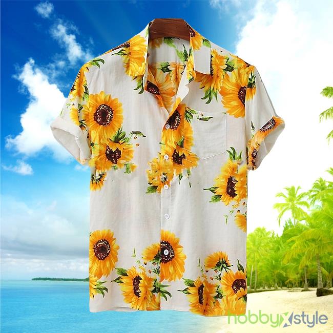 Aloha Shirt Graphic Sunflower Turndown Light Party Outdoor Hawaiian Shirt For Men And Women - Aloha Shirt Graphic Sunflower Turndown Light Party Outdoor Hawaiian Shirt For Men And Women