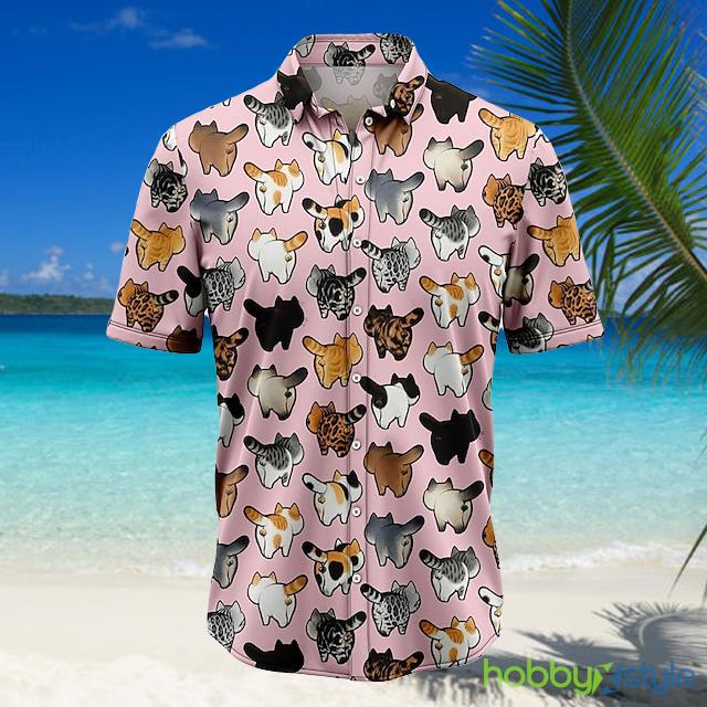 Animal Cat Graphic Prints Turndown Print Hawaiian Shirt For Men And Women - Animal Cat Graphic Prints Turndown Print Hawaiian Shirt For Men And Women