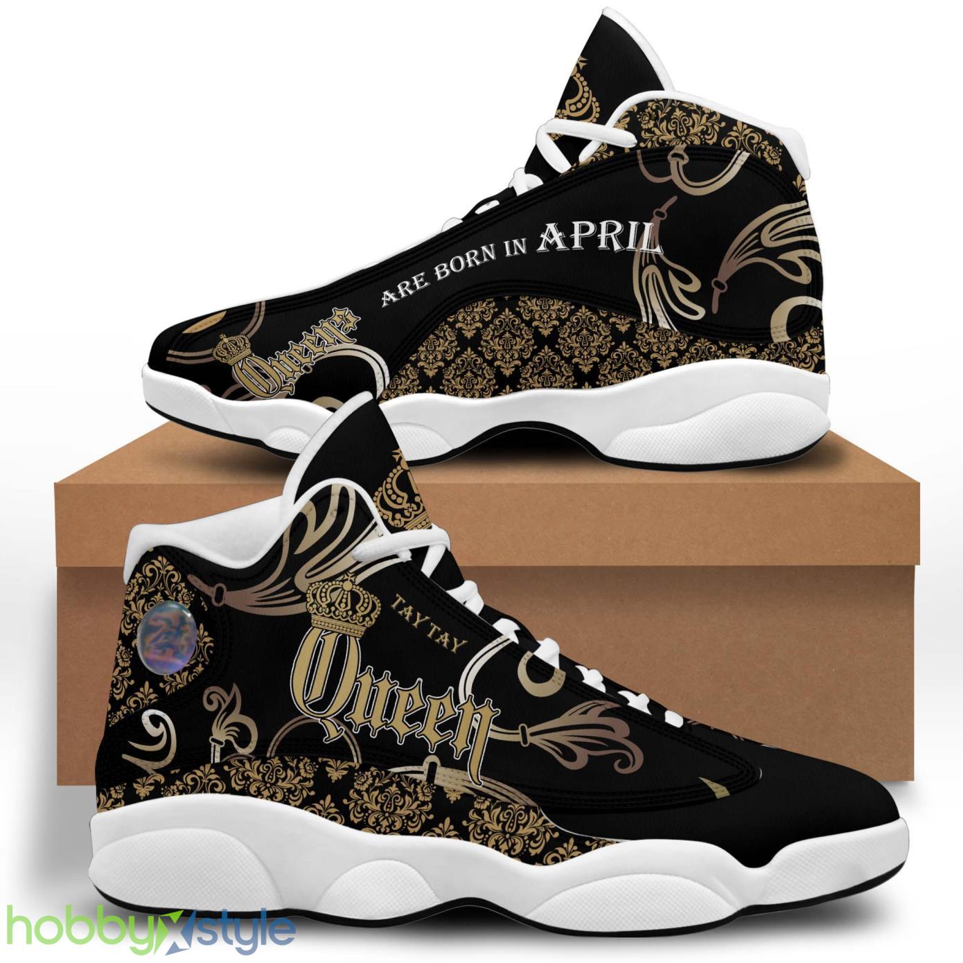 April Queen Birthday Gift Personalized Name Air Jordan 13 Shoes Product Photo 1