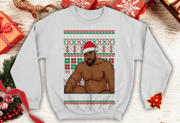 Barry Wood wish Big Merry Christmas Ugly Funny meme inspired Crewneck sweatshirt Santa xmas party sitting on a bed - 260523-084548