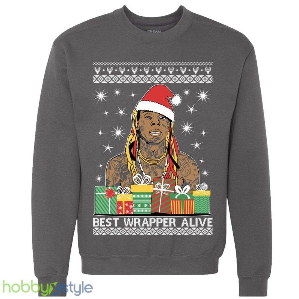 Best Wrapper Alive Ugly Wayne xmas party inspired Crewneck sweatshirt lil Santa xmas gift - Best Wrapper Alive Ugly Christmas Sweater Wayne xmas party inspired Crewneck sweatshirt lil Santa xmas gift_3