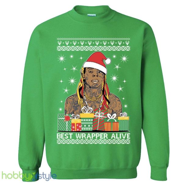 Best Wrapper Alive Ugly Wayne xmas party inspired Crewneck sweatshirt lil Santa xmas gift - Best Wrapper Alive Ugly Christmas Sweater Wayne xmas party inspired Crewneck sweatshirt lil Santa xmas gift_4