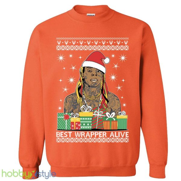 Best Wrapper Alive Ugly Wayne xmas party inspired Crewneck sweatshirt lil Santa xmas gift - Best Wrapper Alive Ugly Christmas Sweater Wayne xmas party inspired Crewneck sweatshirt lil Santa xmas gift_5
