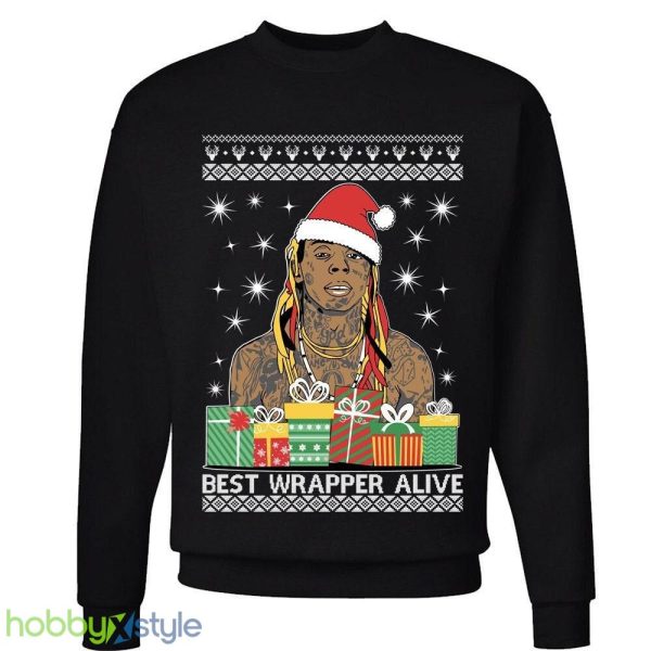 Best Wrapper Alive Ugly Wayne xmas party inspired Crewneck sweatshirt lil Santa xmas gift - Best Wrapper Alive Ugly Christmas Sweater Wayne xmas party inspired Crewneck sweatshirt lil Santa xmas gift_1