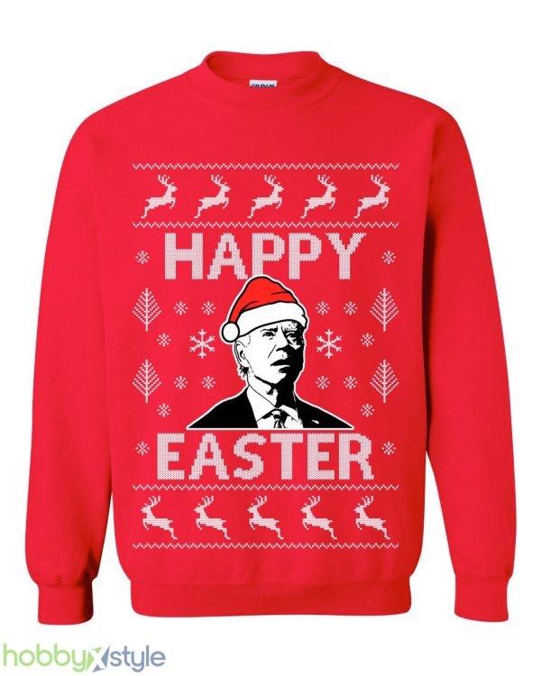 Biden Happy Easter Ugly Funny Confused Joe xmas party 2024 republican Political humor Crewneck Sweatshirt - Biden Happy Easter Ugly Christmas Sweater Funny Confused Joe xmas party 2024 republican Political humor Crewneck Sweatshirt_3