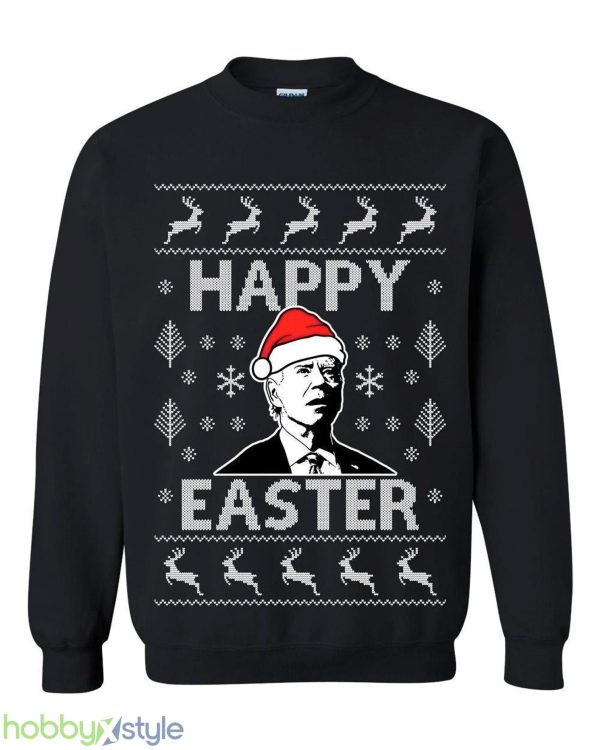 Biden Happy Easter Ugly Funny Confused Joe xmas party 2024 republican Political humor Crewneck Sweatshirt - Biden Happy Easter Ugly Christmas Sweater Funny Confused Joe xmas party 2024 republican Political humor Crewneck Sweatshirt_4