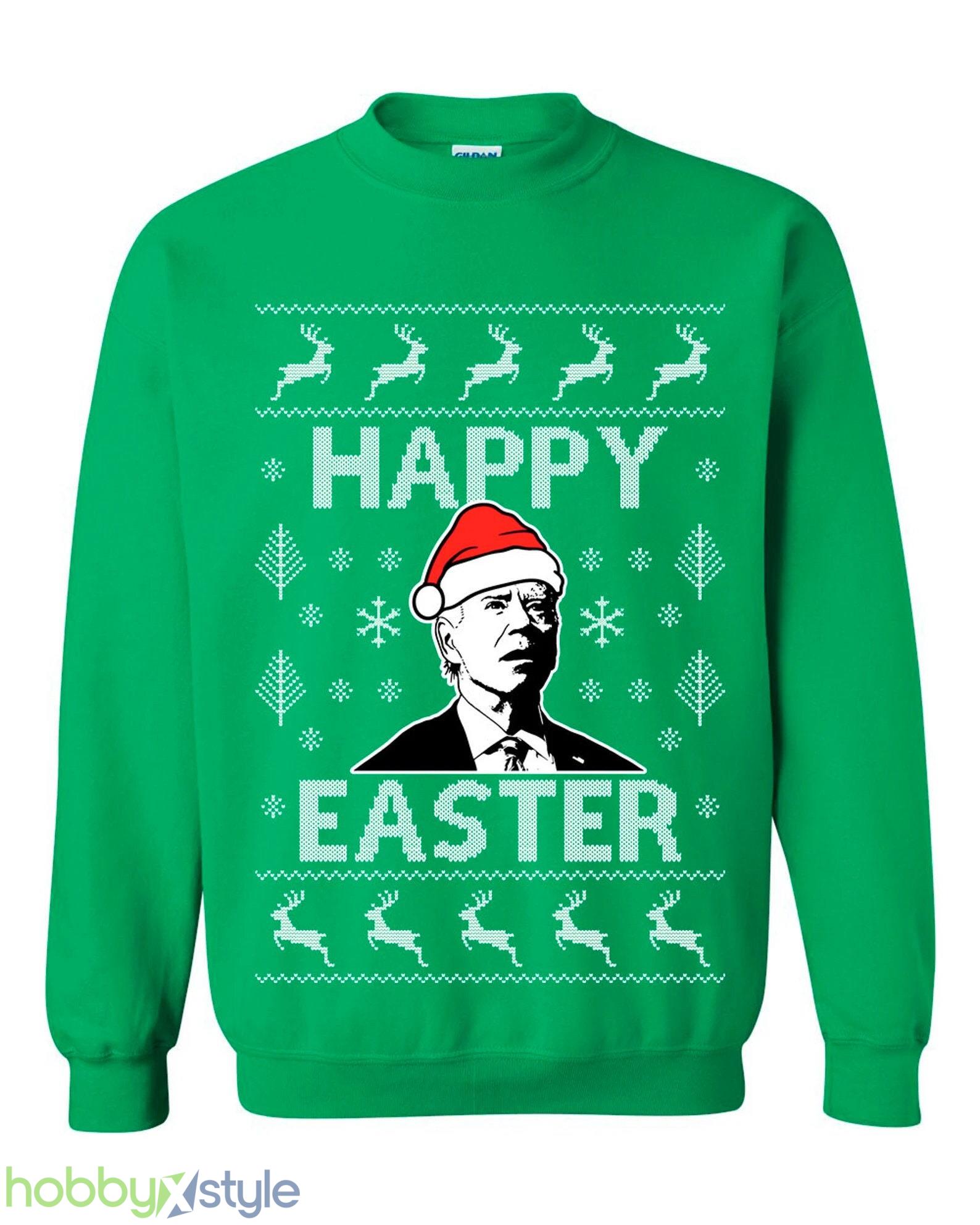 Biden Happy Easter Ugly Funny Confused Joe xmas party 2024 republican Political humor Crewneck Sweatshirt - Biden Happy Easter Ugly Christmas Sweater Funny Confused Joe xmas party 2024 republican Political humor Crewneck Sweatshirt_1