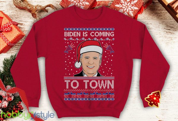 Biden Is coming To Town Ugly this Funny inspired Crewneck joe office sweatshirt Santa xmas president - Biden Is coming To Town Ugly this Christmas Sweater Funny inspired Crewneck joe office sweatshirt Santa xmas president_5