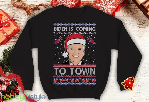 Biden Is coming To Town Ugly this Funny inspired Crewneck joe office sweatshirt Santa xmas president - Biden Is coming To Town Ugly this Christmas Sweater Funny inspired Crewneck joe office sweatshirt Santa xmas president_4
