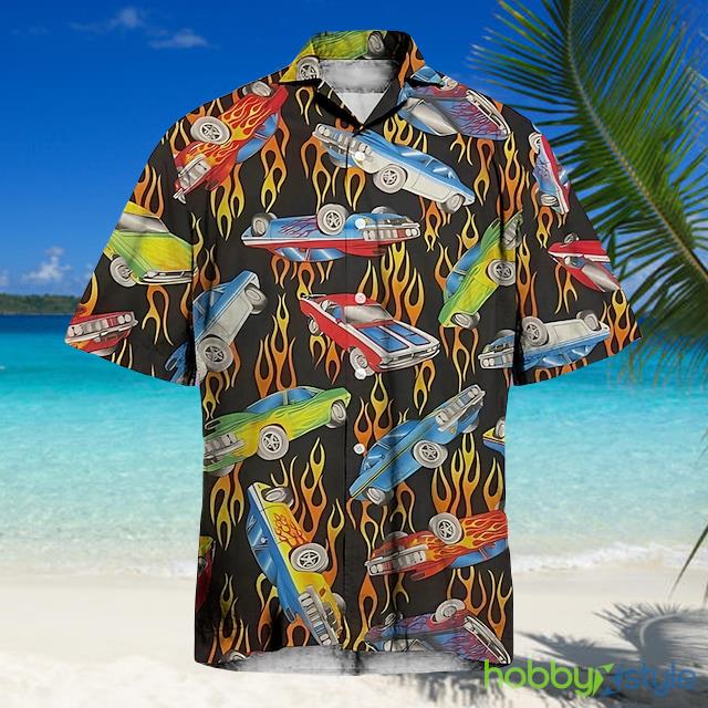 Car Graphic Prints Flame Turndown Button-Down Print 2 Hawaiian Shirt For Men And Women - Car Graphic Prints Flame Turndown Button-Down Print 2 Hawaiian Shirt For Men And Women