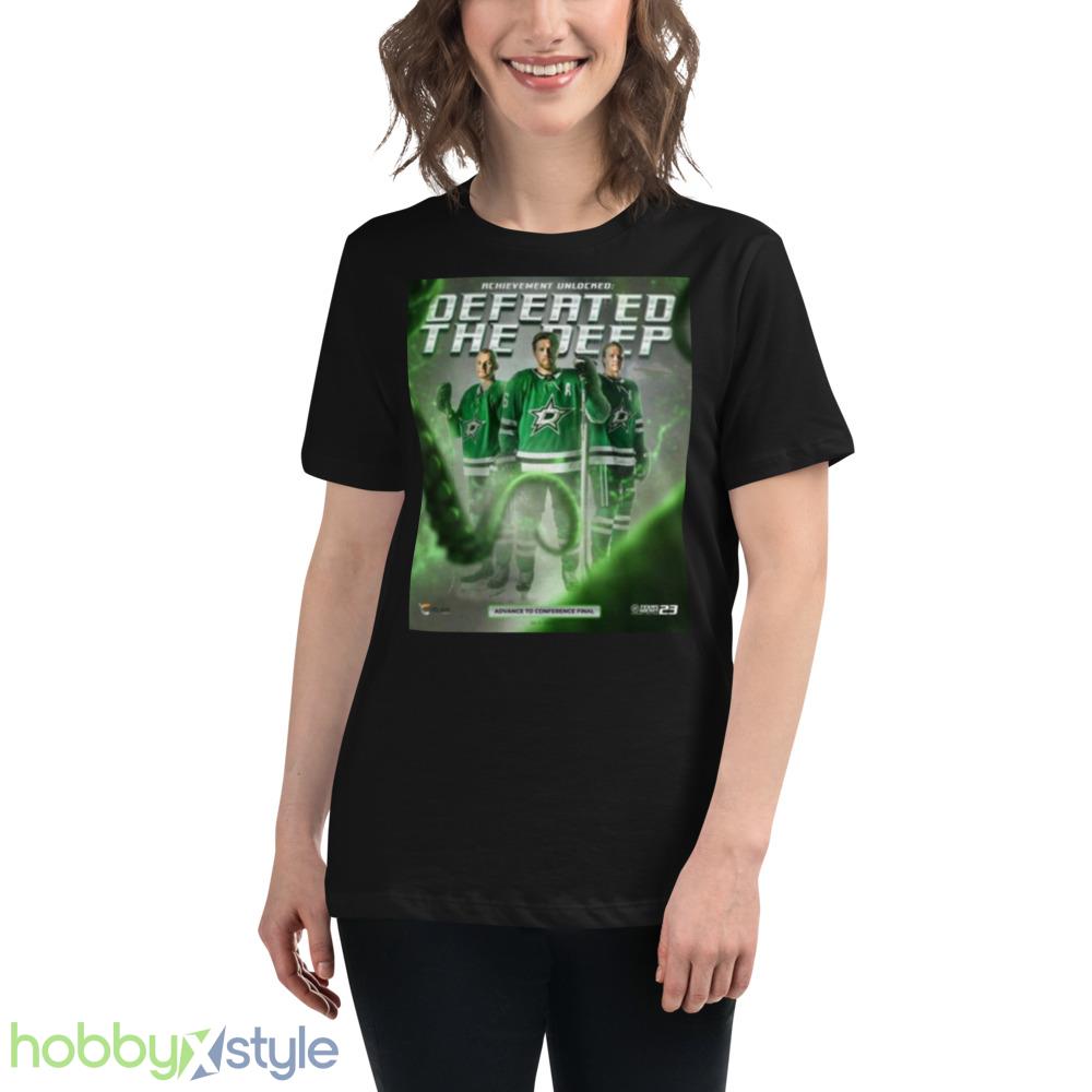 dallas-stars-achievement-unlocked-defeated-the-deep-shirt-2.jpeg Dallas Stars Achievement Unlocked Defeated The Deep Shirt - 6400 Women's Relaxed Short Sleeve Jersey Tee