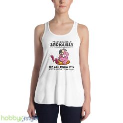 Flamingo Stop Asking Why I’m Crazy Shirt Summer Birthday Gift for Best Friend - 8800 Women's Flowy Racerback Tank