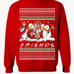 friends Drunk Jesus Rudolph Ugly Funny Santa snowman xmas party Drinking beer Crewneck sweatshirt - friends Drunk Jesus Rudolph Ugly Christmas Sweater Funny Santa snowman xmas party Drinking beer Crewneck sweatshirt_3