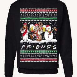 friends Drunk Jesus Rudolph Ugly Funny Santa snowman xmas party Drinking beer Crewneck sweatshirt - friends Drunk Jesus Rudolph Ugly Christmas Sweater Funny Santa snowman xmas party Drinking beer Crewneck sweatshirt_1