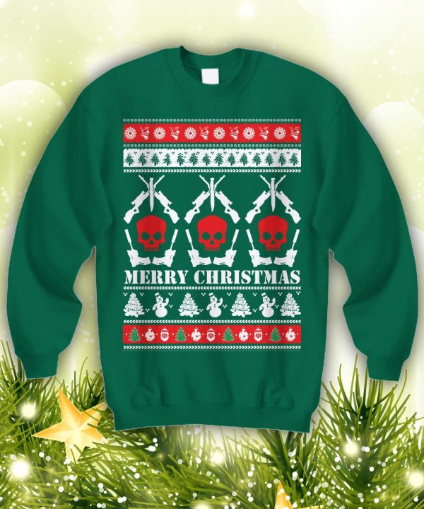 Guns and Skulls Ugly sweatshirt party holiday shirt jumper ammo hunting hunter prepper prepping pewpew shooter shooting - 260523-090414