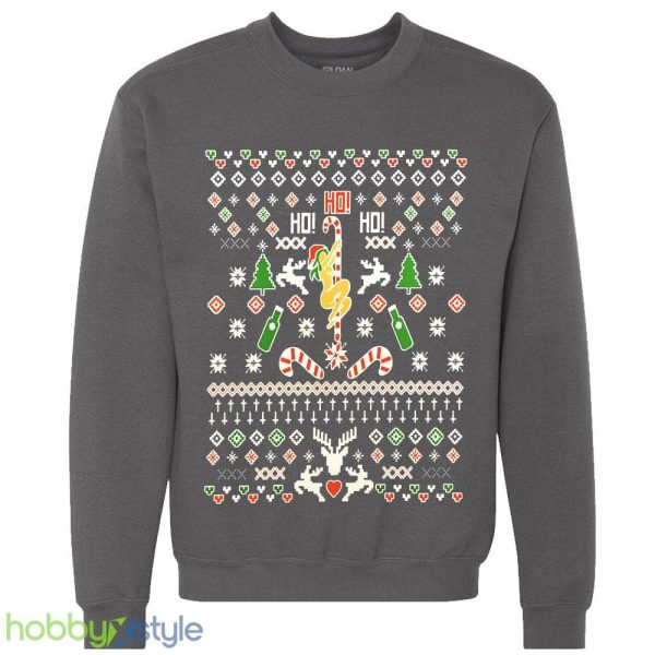 Ho Ho Ho Pole Dancer Ugly Santa girl xmas party pole workout Unisex Crewneck Sweatshirt - Ho Ho Ho Pole Dancer Ugly Christmas Sweater Santa girl xmas party pole workout Unisex Crewneck Sweatshirt_3