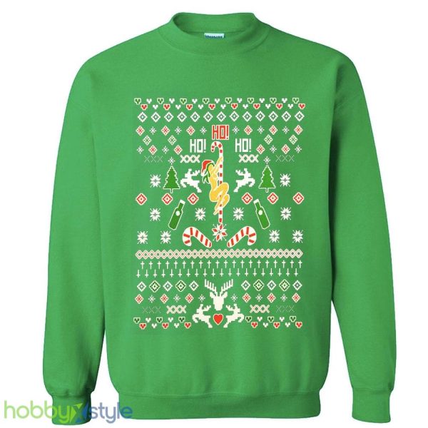 Ho Ho Ho Pole Dancer Ugly Santa girl xmas party pole workout Unisex Crewneck Sweatshirt - Ho Ho Ho Pole Dancer Ugly Christmas Sweater Santa girl xmas party pole workout Unisex Crewneck Sweatshirt_4