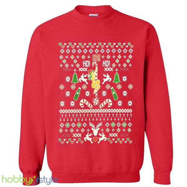 Ho Ho Ho Pole Dancer Ugly Santa girl xmas party pole workout Unisex Crewneck Sweatshirt - Ho Ho Ho Pole Dancer Ugly Christmas Sweater Santa girl xmas party pole workout Unisex Crewneck Sweatshirt_6