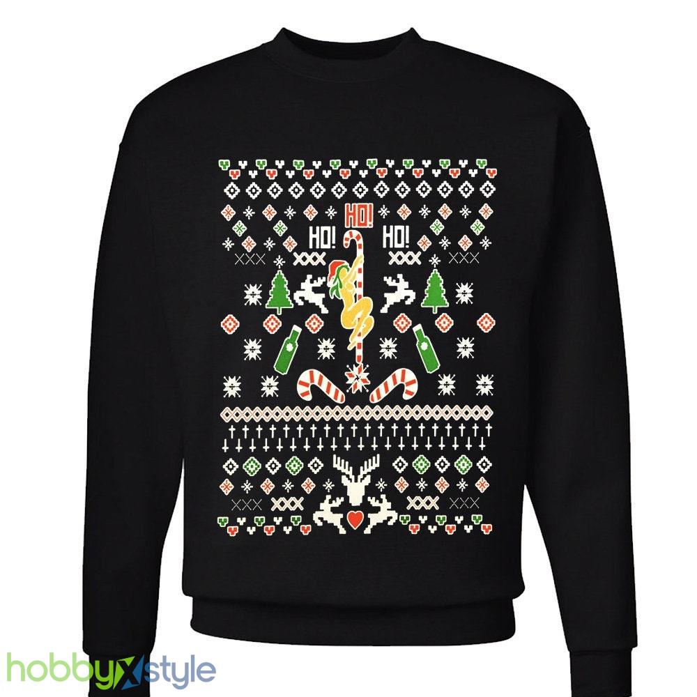 Ho Ho Ho Pole Dancer Ugly Santa girl xmas party pole workout Unisex Crewneck Sweatshirt - Ho Ho Ho Pole Dancer Ugly Christmas Sweater Santa girl xmas party pole workout Unisex Crewneck Sweatshirt_1