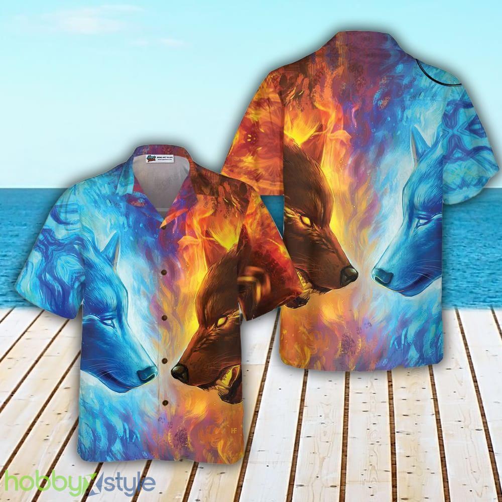 Ice And Fire Wolf Limited Edition 3D Hawaiian Shirt For Men And Women - Ice And Fire Wolf Limited Edition Hawaiian Shirt