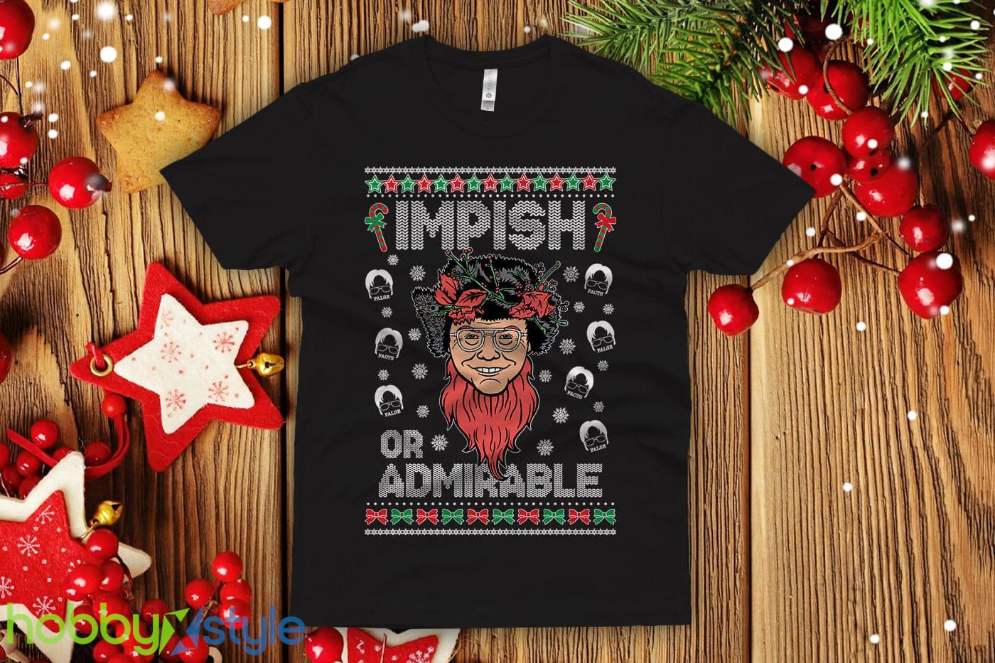 Impish Or Admirable Dwight Schrute Ugly Christmas Sweatshirt funny Christmas office party unisex crew - Impish Or Admirable Dwight Schrute Ugly Christmas T-shirt funny Christmas office party unisex crew Premium Shirt_1