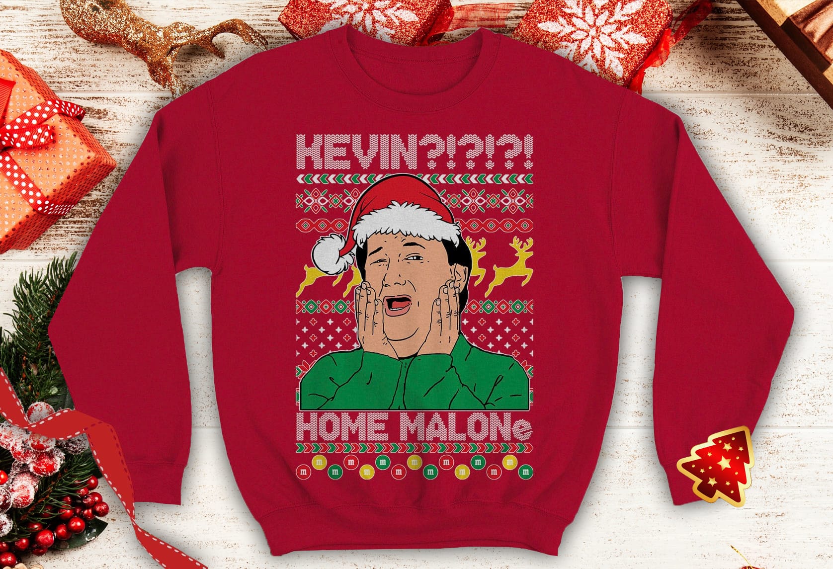 Kevin! Home Malone Ugly Funny office party Crewneck sweatshirt best tv show inspired secret Santa xmas party gift - 260523-092600