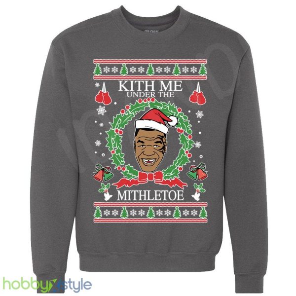Kith Me Under The Mithletoe Mike Tyson Ugly Funny Unisex xmas party gift Crewneck Sweatshirt - Kith Me Under The Mithletoe Mike Tyson Ugly Christmas Sweater Funny Unisex xmas party gift Crewneck Sweatshirt_3