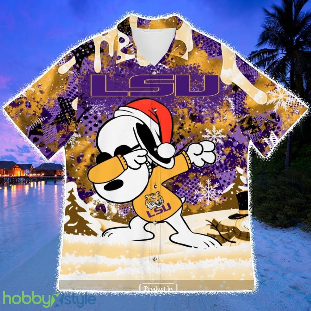 LSU Tigers Snoopy Dabbing The Peanuts Sports Football American Christmas Hawaiian Shirt - LSU Tigers Snoopy Dabbing The Peanuts Sports Football American Christmas Hawaiian Shirt
