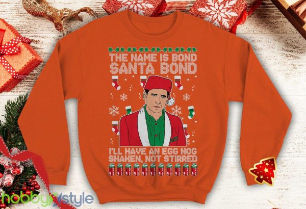 Michael Scott The Name is Bond Santa Bond Ugly this Funny inspired Crewneck office sweatshirt Santa xmas - Michael Scott The Name is Bond Santa Bond Ugly this Christmas Sweater Funny inspired Crewneck office sweatshirt Santa xmas_6