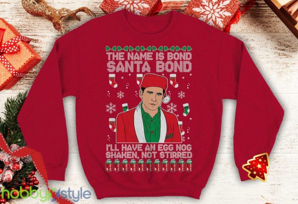 Michael Scott The Name is Bond Santa Bond Ugly this Funny inspired Crewneck office sweatshirt Santa xmas - Michael Scott The Name is Bond Santa Bond Ugly this Christmas Sweater Funny inspired Crewneck office sweatshirt Santa xmas_7