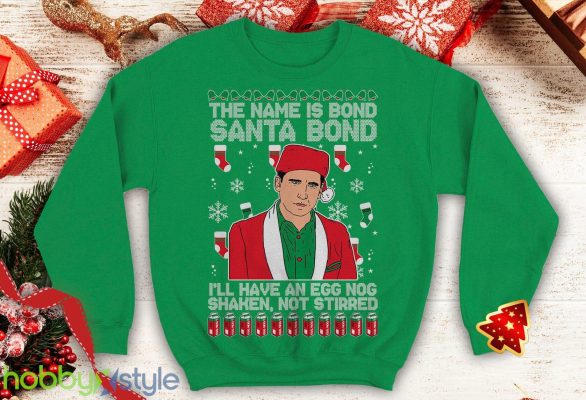 Michael Scott The Name is Bond Santa Bond Ugly this Funny inspired Crewneck office sweatshirt Santa xmas - Michael Scott The Name is Bond Santa Bond Ugly this Christmas Sweater Funny inspired Crewneck office sweatshirt Santa xmas_4