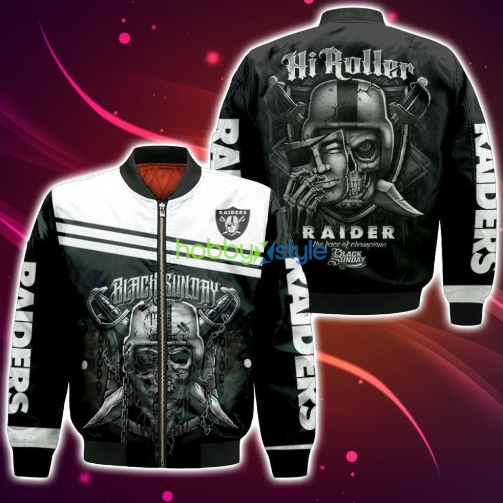 Oakland Raiders Black Sunday Skull Bomber 3D - Oakland Raiders Black Sunday Skull Bomber 3D