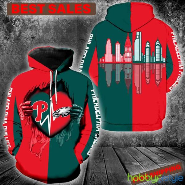 Philadelphia Phillies Philadelphia Eagles All Over Print For Men And Women 3D Hoodie - Philadelphia Phillies Philadelphia Eagles All Over Print For Men And Women 3D Hoodie
