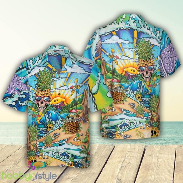Pineapple Skull Beach 3D Hawaiian Shirt For Men And Women - Pineapple Skull Beach Hawaiian Shirt_3