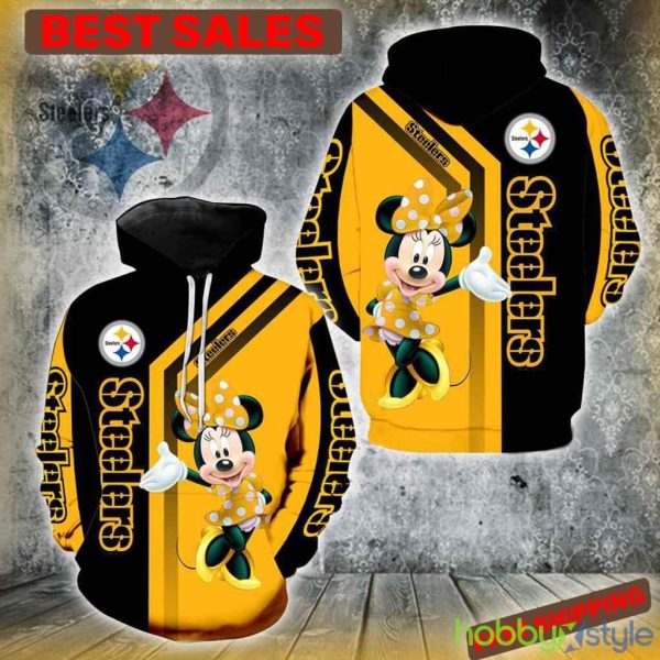 Pittsburgh Steelers Minnie Mouse New Full All Over Print For Men And Women 3D Hoodie - Pittsburgh Steelers Minnie Mouse New Full All Over Print For Men And Women 3D Hoodie