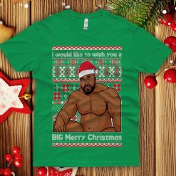 ry Wood wish Big Merry Christmas Ugly Christmas Sweatshirt Funny office show Christmas party shirt men's sitting on a bed meme - 260523-095205