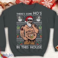 Santa Tattoo There's some Ho's in this House Ugly Funny inspired Crewneck sweatshirt Santa punk xmas - Santa Tattoo There's some Ho's in this House Ugly Christmas Sweater Funny inspired Crewneck sweatshirt Santa punk xmas_3