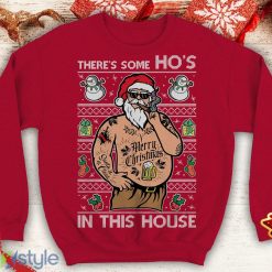 Santa Tattoo There's some Ho's in this House Ugly Funny inspired Crewneck sweatshirt Santa punk xmas - Santa Tattoo There's some Ho's in this House Ugly Christmas Sweater Funny inspired Crewneck sweatshirt Santa punk xmas_4