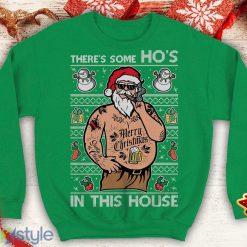 Santa Tattoo There's some Ho's in this House Ugly Funny inspired Crewneck sweatshirt Santa punk xmas - Santa Tattoo There's some Ho's in this House Ugly Christmas Sweater Funny inspired Crewneck sweatshirt Santa punk xmas_1