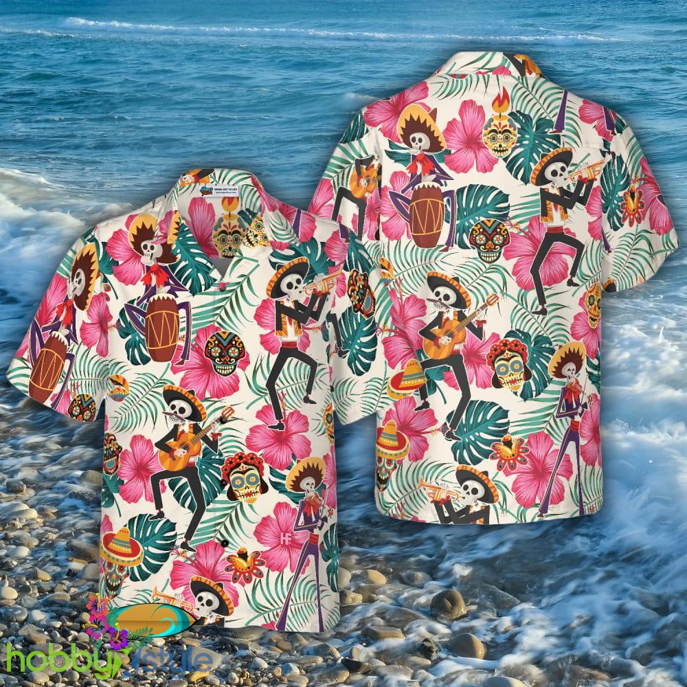 Skeleton In Mexican Costumes 3D Hawaiian Shirt For Men And Women - Skeleton In Mexican Costumes Hawaiian Shirt_1