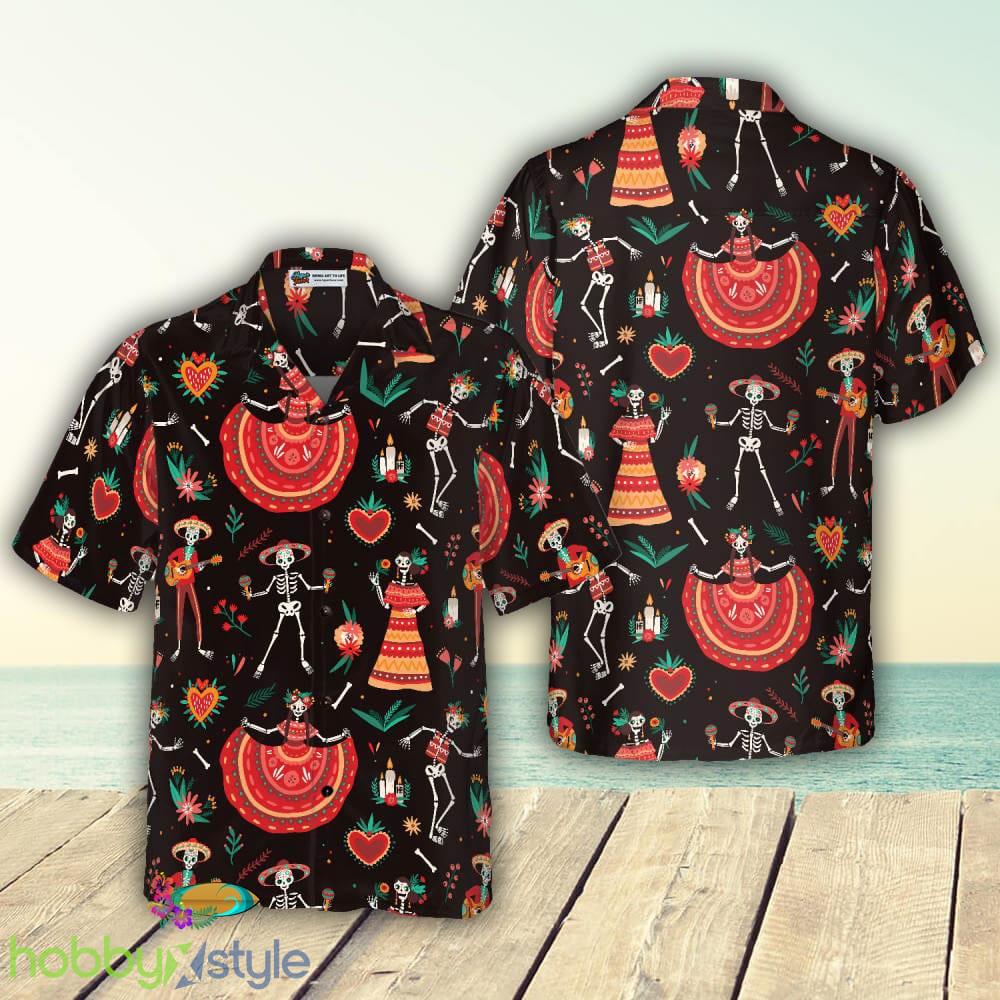 Skull Day Of The Dead Flower 3D Hawaiian Shirt For Men And Women - Skull Day Of The Dead Flower Hawaiian Shirt_1