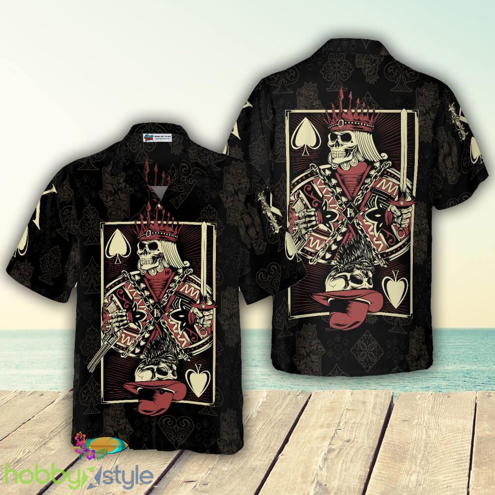 Skull King Of Spades Card 3D Hawaiian Shirt For Men And Women - Skull King Of Spades Card Hawaiian Shirt_1