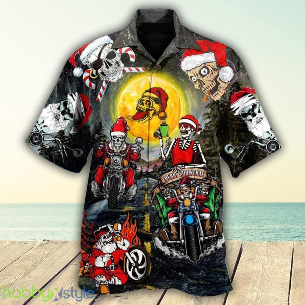 Skull Santa Skull Is Racing To You 3D Hawaiian For Men And Women Shirt - Skull Santa Skull Is Racing To You 3D Hawaiian For Men And Women Shirt
