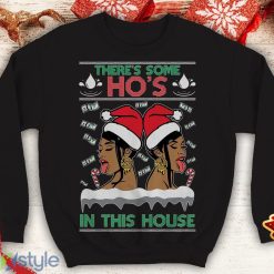 Theres Some Ho's in this house Ugly this Cardi B Funny inspired WAP Crewneck sweatshirt Santa xmas hos - Theres Some Ho's in this house Ugly this Christmas Sweater Cardi B Funny inspired WAP Crewneck sweatshirt Santa xmas hos_1