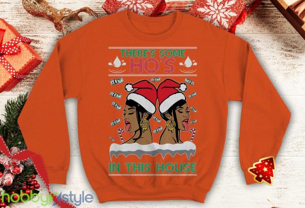 Theres Some Ho's in this house Ugly this Cardi B Funny inspired WAP Crewneck sweatshirt Santa xmas hos - Theres Some Ho's in this house Ugly this Christmas Sweater Cardi B Funny inspired WAP Crewneck sweatshirt Santa xmas hos_6