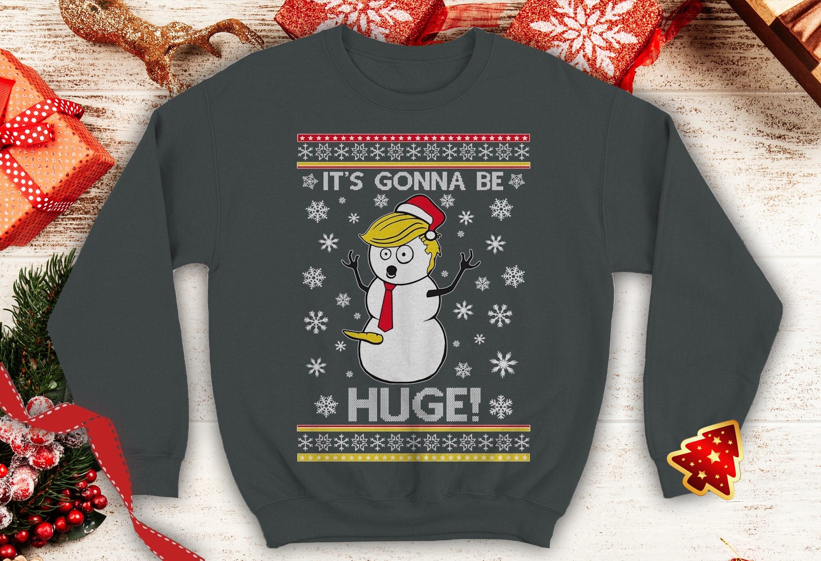 Trump its gonna be huge 2024 Ugly trump snow man santa xmas day party Funny Political inspired Crewneck Sweatshirt - 260523-101547